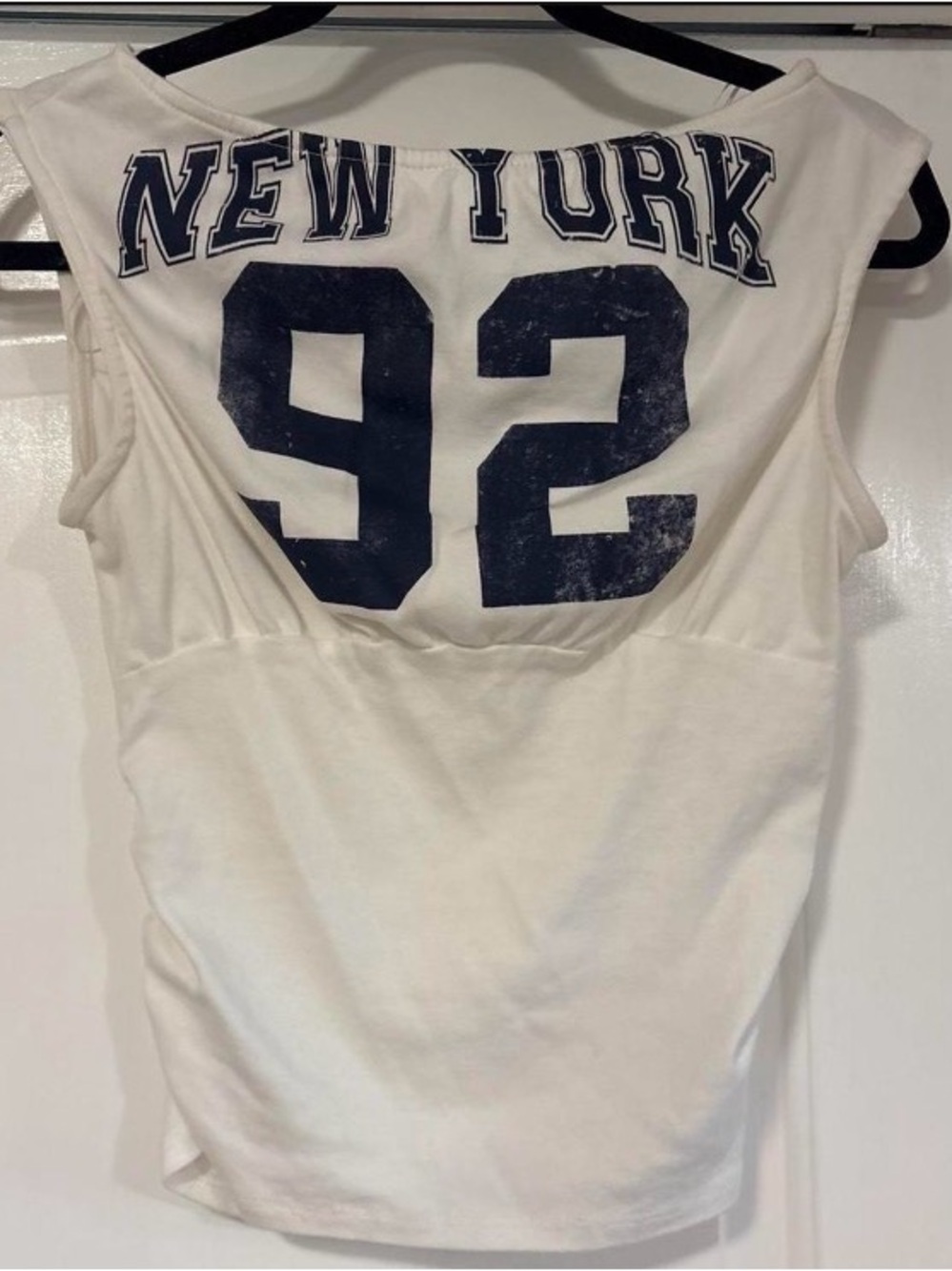 iris White Tank Top with Navy "New York 92" Graphic